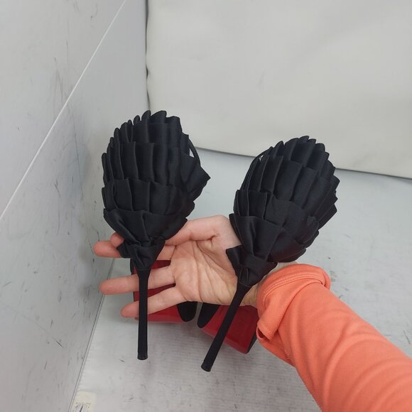 CHRISTIAN LOUBOUTIN Black Maria Frou Alta Satin Platform Pump Shoe - Picture 8 of 13